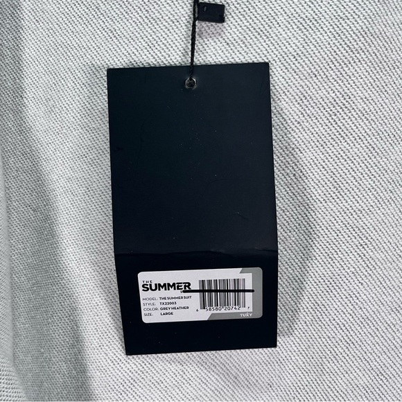 TUXY ‘The Summer Suit’ One-Piece Hooded Jumpsuit Shorts Gray Loungewear L NWT - Picture 9 of 12